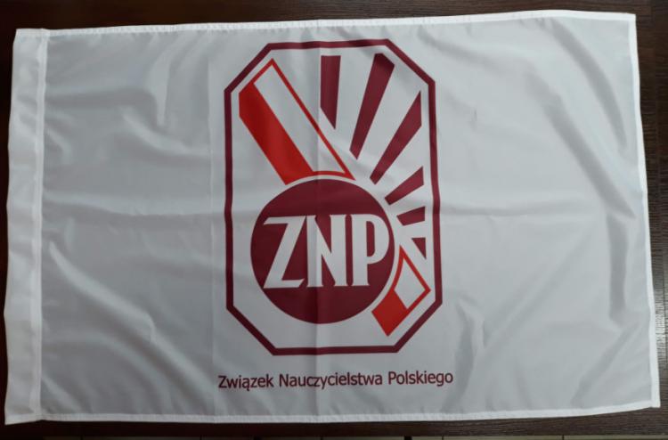 Flaga z logo Zwizku Nauczycielstwa Polskiego